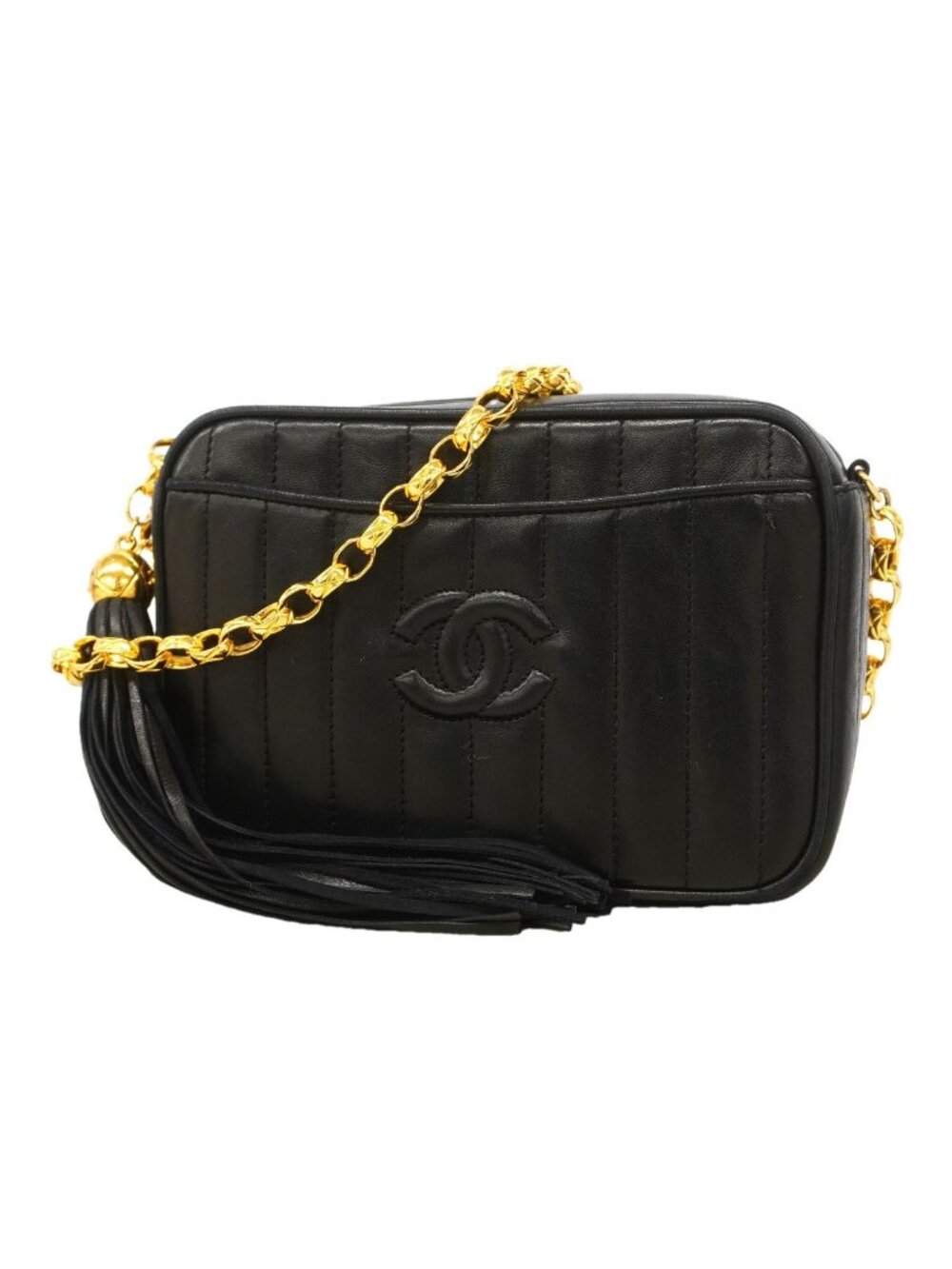 Chanel Shoulder Bag Mademoiselle Lambskin Black Gold